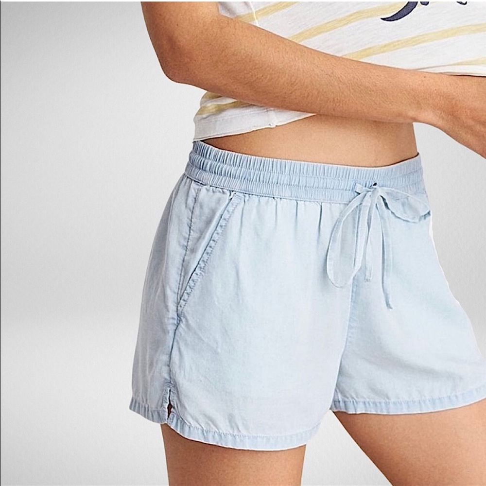 Aerie Baby Blue Linen Beach Short